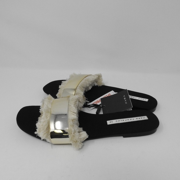 zara slides with fringe